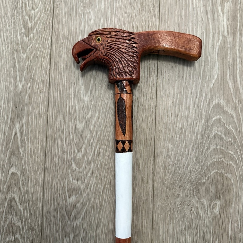 Eagle Head Walking Stick Cane Handmade 34" Personalized Bird Hiking Trail Gift